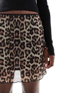 Noisy May Mini Skirt In Leopard Print For Women Brown -Noisy May Shop 206814939 5