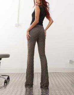 Noisy May Flare Lace Trouser In Grey - CHARCOAL For Women Charcoal Gray -Noisy May Shop 206879400 4