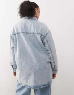 Noisy May Curve Denim Overshirt In Lightwash Blue For Women Light Blue Denim -Noisy May Shop 206879433 3