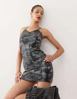 Noisy May Tie Back Sequin Mini Dress In Black For Women -Noisy May Shop 206879464 3