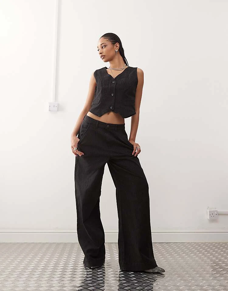Noisy May Denim Tailored Co-ord In Black Pinstripe 1 Noisy May Denim Tailored Co-ord In Black Pinstripe