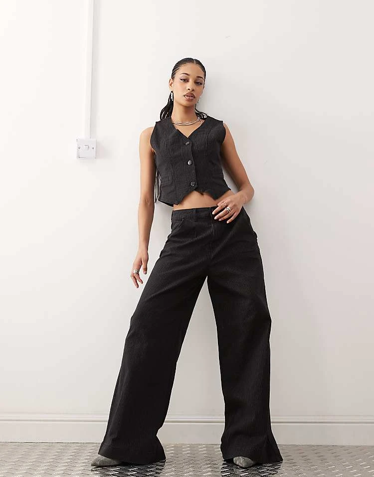 Noisy May Denim Tailored Co-ord In Black Pinstripe 2 Noisy May Denim Tailored Co-ord In Black Pinstripe - Image 2