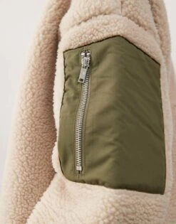 Noisy May Faux Shearling Bomber Jacket In Beige For Women Birch 8 Noisy May Faux Shearling Bomber Jacket In Beige For Women Birch -Noisy May Shop 206894460 4