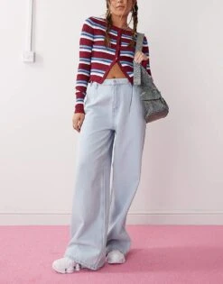 Noisy May Wide Leg Jeans With Adjustable Waist In Light Wash Blue For Women Light Blue Denim -Noisy May Shop 206894468 1 lightbluedenim 1