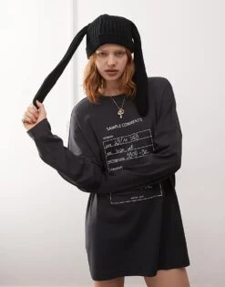 Noisy May Oversized T-shirt Dress With Sample Graphic In Dark Grey For Women Obsidian 8 Noisy May Oversized T-shirt Dress With Sample Graphic In Dark Grey For Women Obsidian -Noisy May Shop 206894545 4