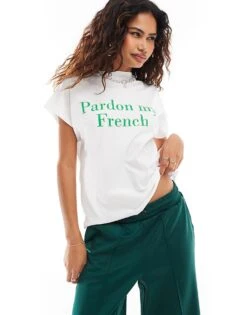 Noisy May T-shirt With French Graphic In White For Women Bright White -Noisy May Shop 206897517 1 brightwhite 1