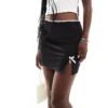 Noisy May Mini Skirt With Bow In Black For Women Medium Grey