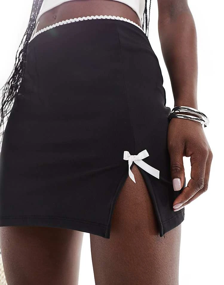 Noisy May Mini Skirt With Bow In Black For Women Medium Grey 4 Noisy May Mini Skirt With Bow In Black For Women Medium Grey - Image 4