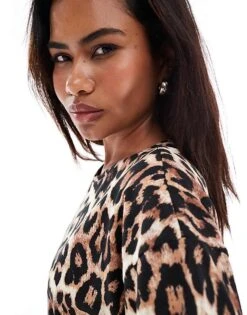 Noisy May Midi T-shirt Dress In Leo Print For Women Natural -Noisy May Shop 207121498 3