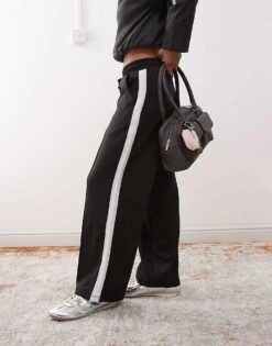 Noisy May Petite Wide Leg Jogger With Side Stripe In Black For Women -Noisy May Shop 207190197 1 black 1