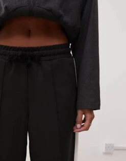 Noisy May Petite Wide Leg Jogger With Side Stripe In Black For Women -Noisy May Shop 207190197 3