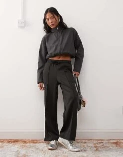 Noisy May Petite Wide Leg Jogger With Side Stripe In Black For Women -Noisy May Shop 207190197 5