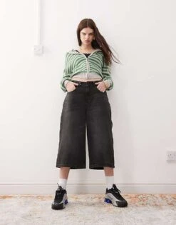 Noisy May Denim Culottes In Washed Black For Women 11 Noisy May Denim Culottes In Washed Black For Women -Noisy May Shop 207190204 1 black 1