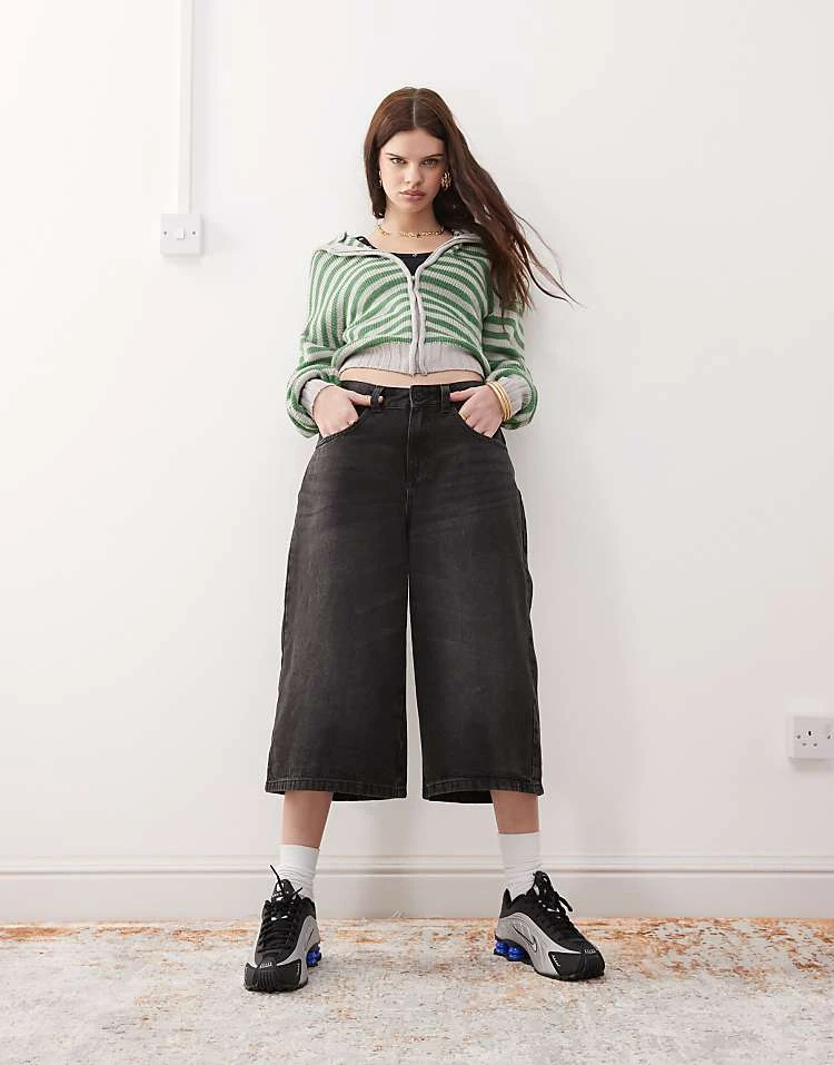 Noisy May Denim Culottes In Washed Black For Women 6 Noisy May Denim Culottes In Washed Black For Women - Image 6