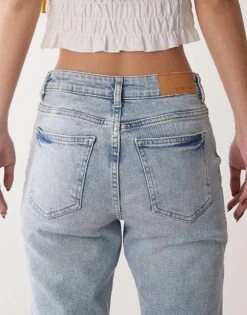 Noisy May Moni High Waisted Straight Jeans In Light Blue Wash For Women -Noisy May Shop 207372356 4