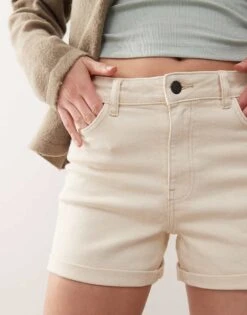 Noisy May Moni High Waisted Denim Shorts In Cream For Women -Noisy May Shop 207372422 4