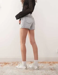 Noisy May Moni High Waisted Denim Shorts In Light Grey For Women -Noisy May Shop 207372431 5