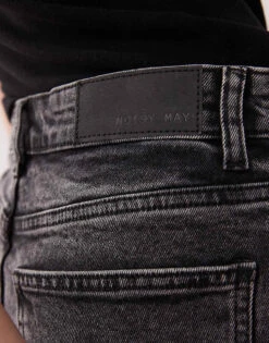 Noisy May Moni High Waisted Denim Short In Dark Grey Wash For Women -Noisy May Shop 207372525 4