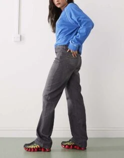 Noisy May Nila Low Waist Wide Leg Jeans In Dark Grey For Women -Noisy May Shop 207372547 3