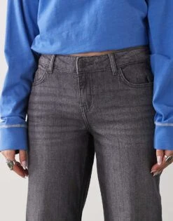 Noisy May Nila Low Waist Wide Leg Jeans In Dark Grey For Women -Noisy May Shop 207372547 4