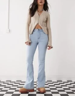 Noisy May Sallie High Waisted Flare Jeans In Light Blue Wash For Women Light Blue Denim -Noisy May Shop 207372548 1 lightbluedenim 1