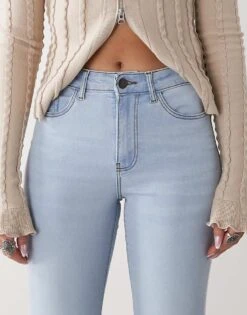 Noisy May Sallie High Waisted Flare Jeans In Light Blue Wash For Women Light Blue Denim -Noisy May Shop 207372548 5