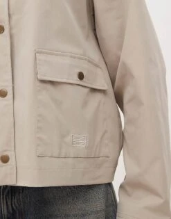 Noisy May Contrast Collar Lightweight Barn Jacket In Stone For Women -Noisy May Shop 207372549 3