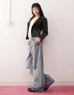 Noisy May Leather Look Jacket In Black For Women -Noisy May Shop 207372748 2