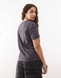 Noisy May Boxy T-shirt In Washed Charcoal For Women Dark Grey -Noisy May Shop 207372825 4
