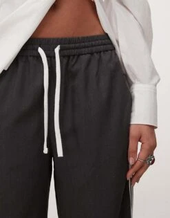 Noisy May Wide Leg Trouser With Side Stripe In Charcoal For Women Grey -Noisy May Shop 207372916 3