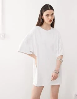 Noisy May Boxy T-shirt Dress In White For Women -Noisy May Shop 207372932 3