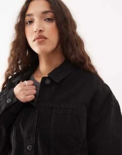 Noisy May Cropped Denim Jacket In Black For Women Black Denim -Noisy May Shop 207372940 4