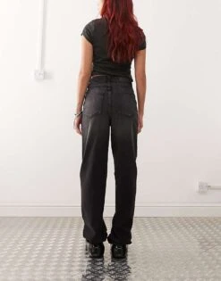 Noisy May Pixie High Waist Boyfriend Jeans In Washed Black For Women -Noisy May Shop 207376614 3
