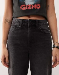 Noisy May Pixie High Waist Boyfriend Jeans In Washed Black For Women -Noisy May Shop 207376614 5