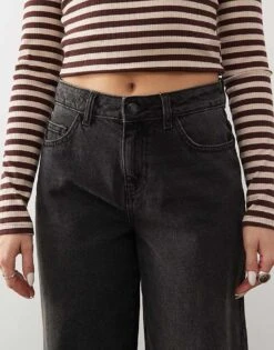 Noisy May Brandy Mid Rise Loose Fit Jeans In Washed Black For Women -Noisy May Shop 207376634 5