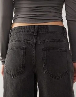 Noisy May Andy Low Rise Wide Leg Jeans In Washed Black For Women -Noisy May Shop 207376654 4