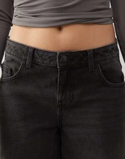 Noisy May Andy Low Rise Wide Leg Jeans In Washed Black For Women -Noisy May Shop 207376654 5