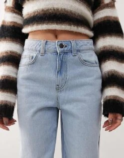Noisy May Pixie High Waist Boyfriend Jeans In Light Blue Wash For Women Light Blue Denim -Noisy May Shop 207376694 4