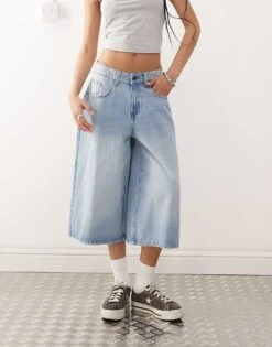 Noisy May Denim Culottes In Light Blue Wash For Women Light Blue Denim -Noisy May Shop 207376714 4
