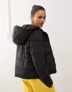 Noisy May Hooded Puffer Jacket In Black For Women -Noisy May Shop 207417310 4