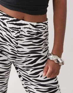 Noisy May Jersey Flare Trouser In Zebra For Women -Noisy May Shop 207427479 5