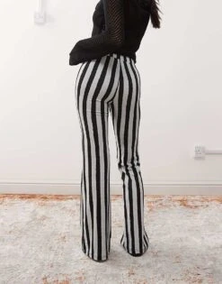 Noisy May Petite Flare Leggings In Black With White Stripe - BLACK For Women Black W Harbor Mist -Noisy May Shop 207427480 4