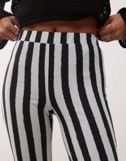 Noisy May Petite Flare Leggings In Black With White Stripe - BLACK For Women Black W Harbor Mist -Noisy May Shop 207427480 5