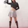 Noisy May Mini Pleated Skort In Grey For Women