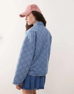 Noisy May Quilted Diamond Denim Jacket In Light Blue Wash For Women Light Blue Denim 7 Noisy May Quilted Diamond Denim Jacket In Light Blue Wash For Women Light Blue Denim -Noisy May Shop 207512850 3