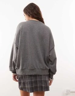 Noisy May Heart Cut-out Sweat In Grey Marl For Women Medium Grey Melange -Noisy May Shop 207512912 4