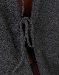 Noisy May Curve Tie Front Reversible Jumper In Charcoal For Women Dark Grey Melange -Noisy May Shop 207540635 3