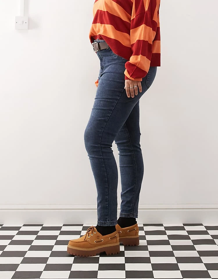 Noisy May Curve Skinny Jeans In Dark Blue For Women 3 Noisy May Curve Skinny Jeans In Dark Blue For Women - Image 3