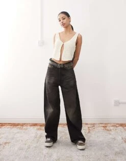 Noisy May Split Front Knitted Tank Top In Cream For Women -Noisy May Shop 207652435 3