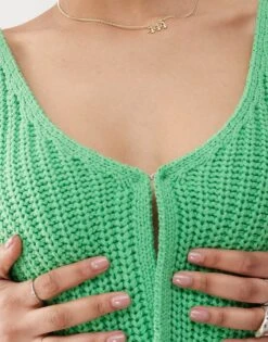 Noisy May Split Front Knitted Tank Top In Green For Women -Noisy May Shop 207652511 4